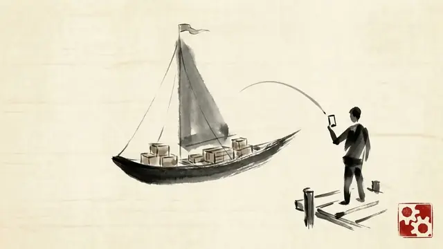 Sumi-e ink illustration representing E-Commerce — Idea Forge Studios