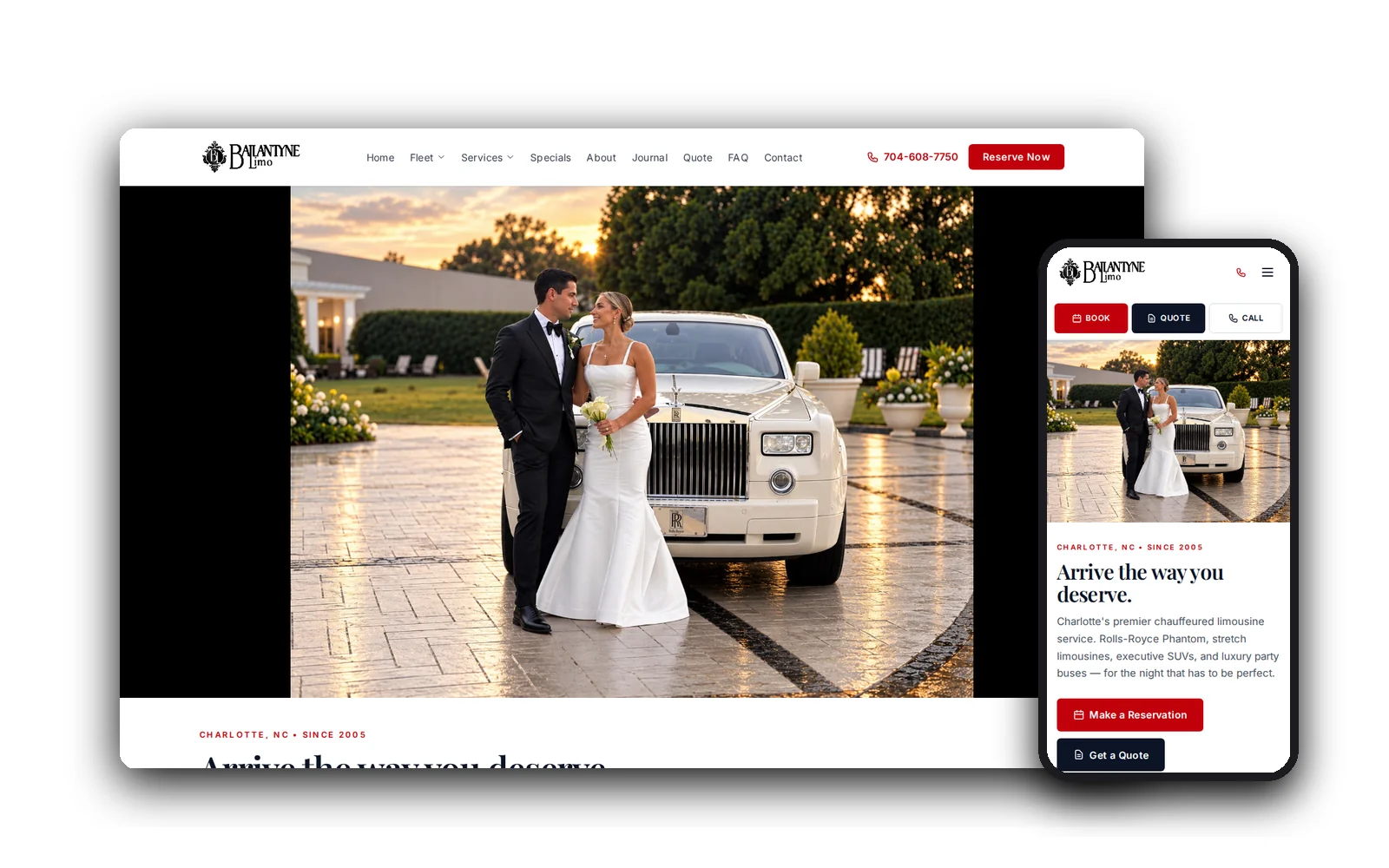 Ballantyne Limousine — desktop and mobile views of the forged website by Idea Forge Studios