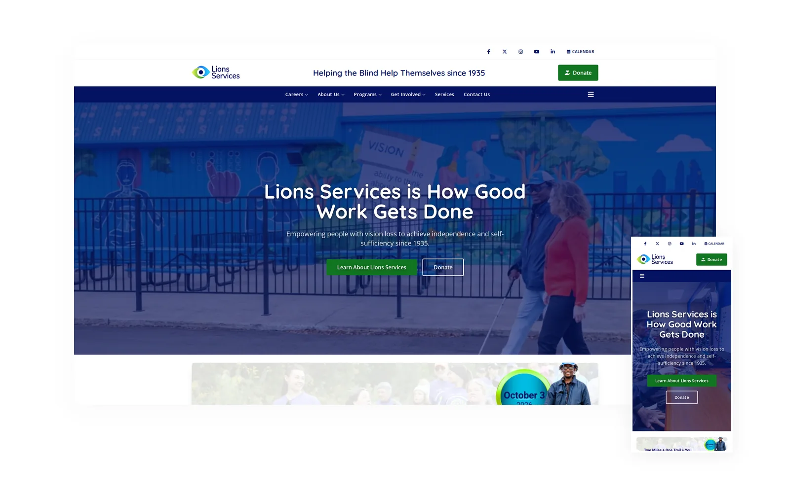 Lions Services — desktop and mobile views of the forged website by Idea Forge Studios